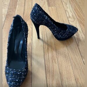 Tory Burch Navy Tweed Pointed-Toe Stiletto Heels Size 9